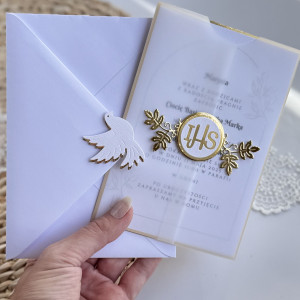 Zaproszenie komunijne z folderem z kalki 02