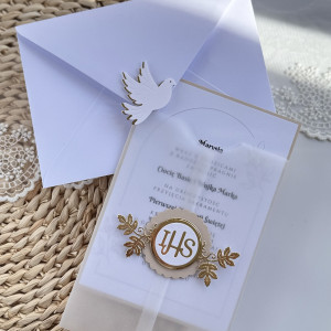 Zaproszenie komunijne z folderem z kalki 05