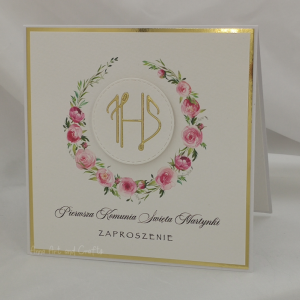 Zaproszenie komunijne z personalizacją, wzór 28-c