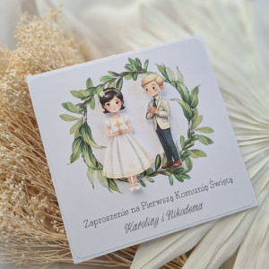 Zaproszenie na I Komunię urocze dla rodzeństwa CHŁOPCA I DZIEWCZYNKI