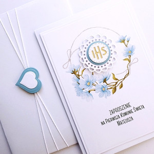 Zaproszenie na Komunię ręcznie robione Hostia