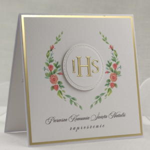 Zaproszenie na komunię z personalizacją 32A