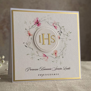Zaproszenie na komunię z personalizacją, wzór 62B
