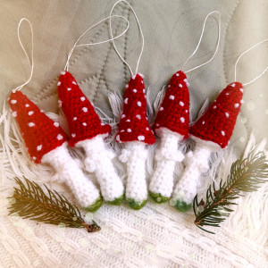 Zawieszka choinkowa muchomor, Bombki grzybki biało czerwone na choinkę