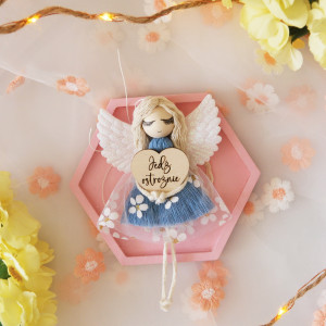 Zawieszka do samochodu Aniołek - Jedź ostrożnie - niebieski | Do auta