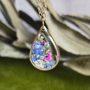 Zawieszka z kwiatami łezka niezapominajki