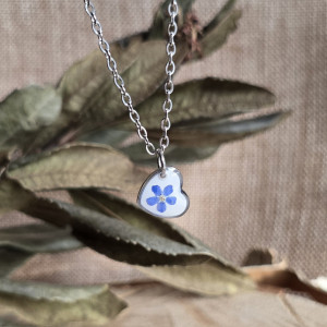 Zawieszka z niezapominajką srebrna suszony kwiat