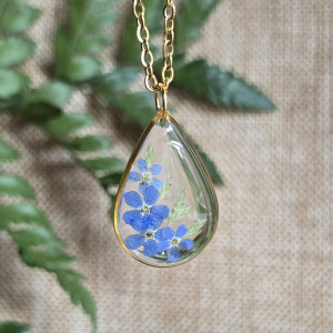 Zawieszka z niezapominajką złota łezka