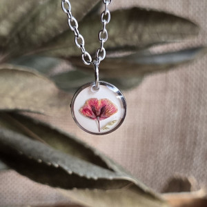 Zawieszka z pomarańczowym kwiatem srebrna