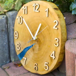 Zegar dębowy - żywica niebieska S4