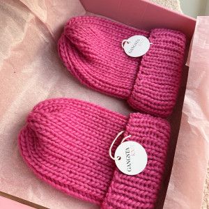 Zestaw 2 czapek mama i dziecko Lily 100% wełna handmade ręcznie robio