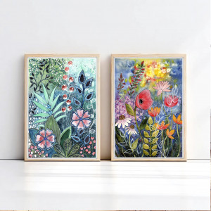 Zestaw 2 plakatów, Kolorowe kwiaty II A3