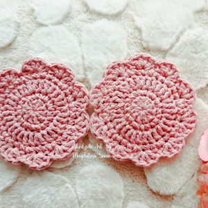 Zestaw 2 podkładek, Podkładki pod kubek, Podkładki na szydełku