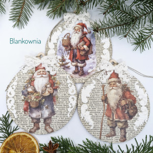 Zestaw 3 bombek „Mikołaje” rękodzieło