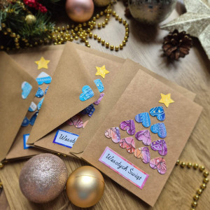 Zestaw 3 kartek bożonarodzeniowych choinka #2