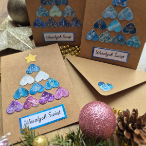 Zestaw 3 kartek bożonarodzeniowych choinka #3