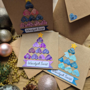 Zestaw 3 kartek bożonarodzeniowych choinka #4