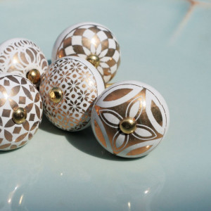 Zestaw 5 ceramicznych gałek - w stylu art deco
