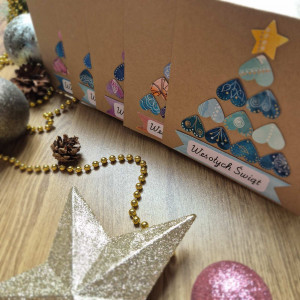 Zestaw 5 kartek bożonarodzeniowych choinka #7