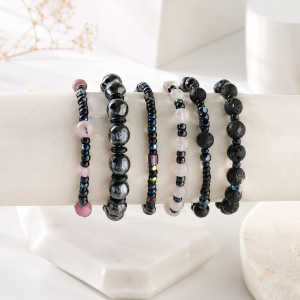Zestaw 6 Bransoletek Boho - Lawa Wulkaniczna, Jadeit i Szkło | Komplet