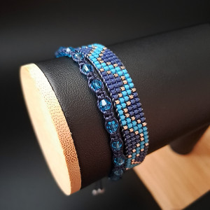 Zestaw Bransoletek - 2 niebieskie bransoletki z makramowym wiązaniem