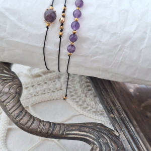 Zestaw bransoletek ametyst