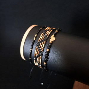 Zestaw bransoletek „Golden Night” - Turmalin i Koraliki