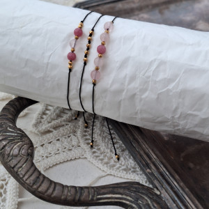 Zestaw bransoletek rodonit kwarc różowy