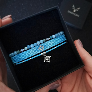 Zestaw bransoletek „Winter Sky” - Akwamaryn i Apatyt