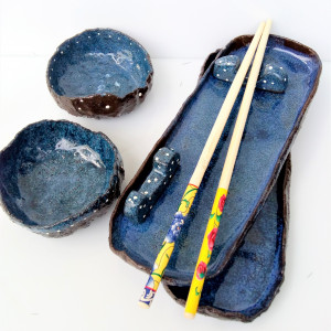 Zestaw ceramiczny do sushi - Blue Sky