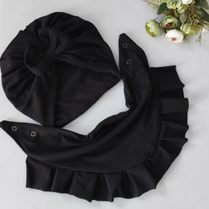 Zestaw  czapka kokarda chusta falbanka czarny zima