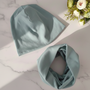 Zestaw czapka komin  brudny blekit wiosna/jesień