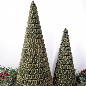Zestaw dekoracyjnych choinek (zieleń + złoto)