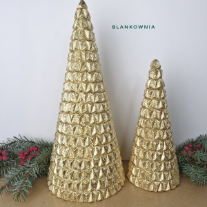 Zestaw dekoracyjnych choinek „Złote pralinki”