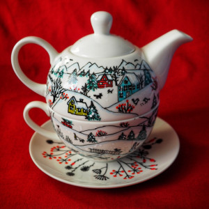 zestaw do herbaty tea for one ZIMOWA WIOSKA