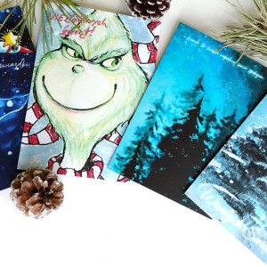 Zestaw kartek świątecznych, 4 kartki z wyjątkowymi życzeniami