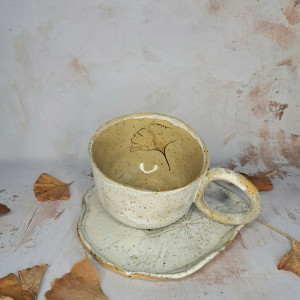 Zestaw kawowy z miłorzębem ecru