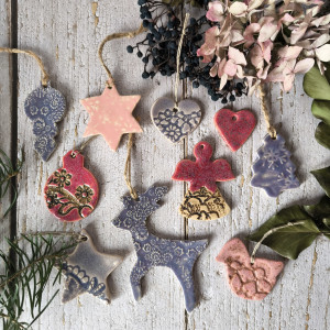 Zestaw ozdób świątecznych - różowo/fioletowy 10 szt.