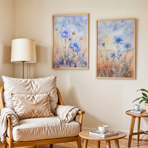 ZESTAW PLAKATÓW 2 części -  Delikatne chabry (set219)