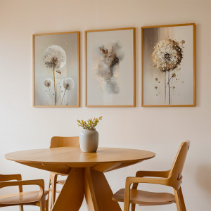 ZESTAW PLAKATÓW 3 części dmuchawce z abstrakcją  (set251)