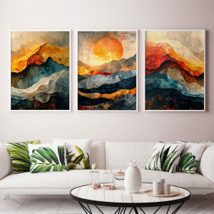 ZESTAW PLAKATÓW 3 części Tryptyk abstrakcyjne pejzaże  (set250)