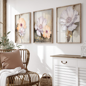 Zestaw plakatów - Pastelowe kwiaty  (set228)