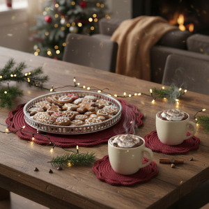 Zestaw podkładek ze sznurka Zimowe Historie na prezent