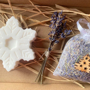 Zestaw Śnieżynka mydło i woreczek lawenda