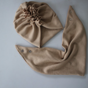 Zestaw turban chusta  prążek beż wiosna/jesień