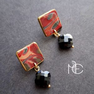 zieleń w czerwieni no10 - kolczyki