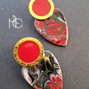 zieleń w czerwieni no11 - kolczyki