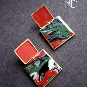 zieleń w czerwieni no9 - kolczyki