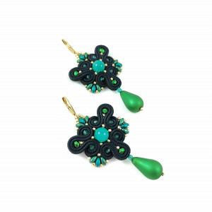 Zielona Triada kolczyki sutasz czarne