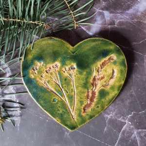 Zielone serce XL z motywem roślin